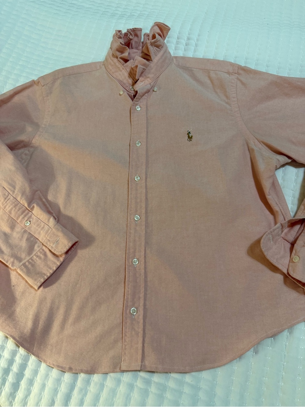 Upcycled Mens Ralph Lauren Coral Button-Down Shirt -L - Picture 3 of 8